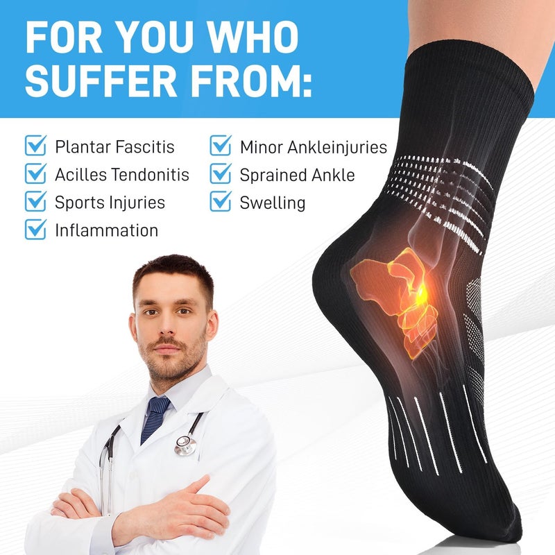 IRAMY Compression Ankle Support Crew Socks Men Women Coolmax Wicking Plantar Fasciitis Relief Running Hiking Socks 3 Pairs - Image 5